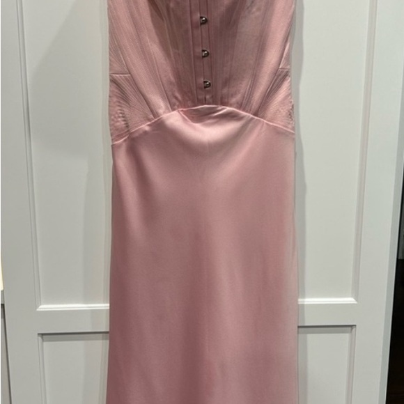 House of CB NEW  'IMOGEN' ROSE PINK SATIN CORSET MIDI DRESS- - Picture 7 of 10